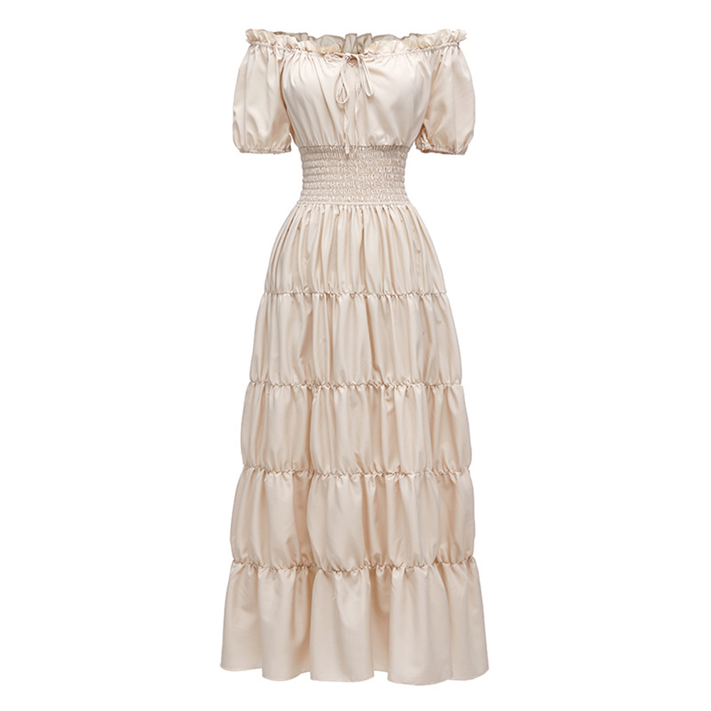 Summer Renaissance Clothing - Robe longue rétro pour femmes, épaules