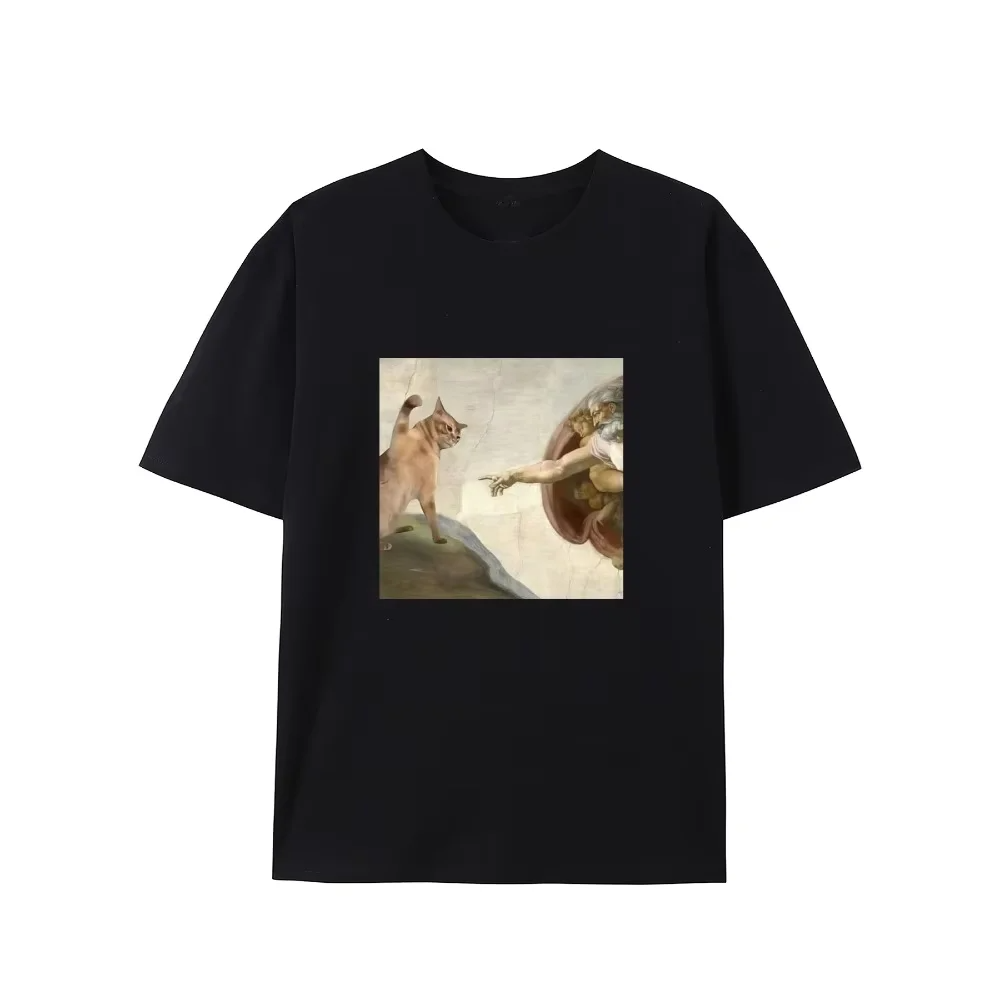 Summer Renaissance Clothing - T-shirt créatif Renaissance Cat, parodie Michelangelo