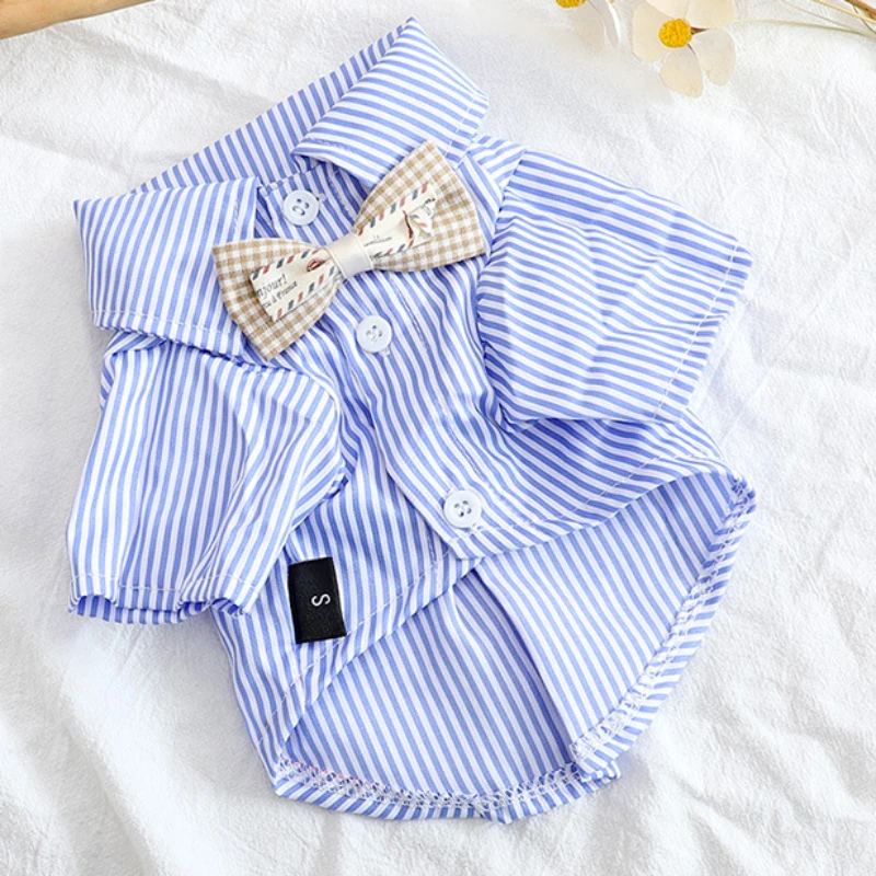 Summer Dog Clothing - Chemise à rayures Bowvétérans t pour