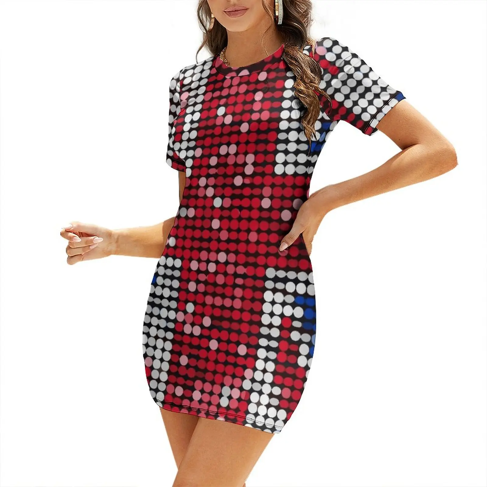 Summer Clothing Women Uk - Robe à manches courtes avec paillettes,
